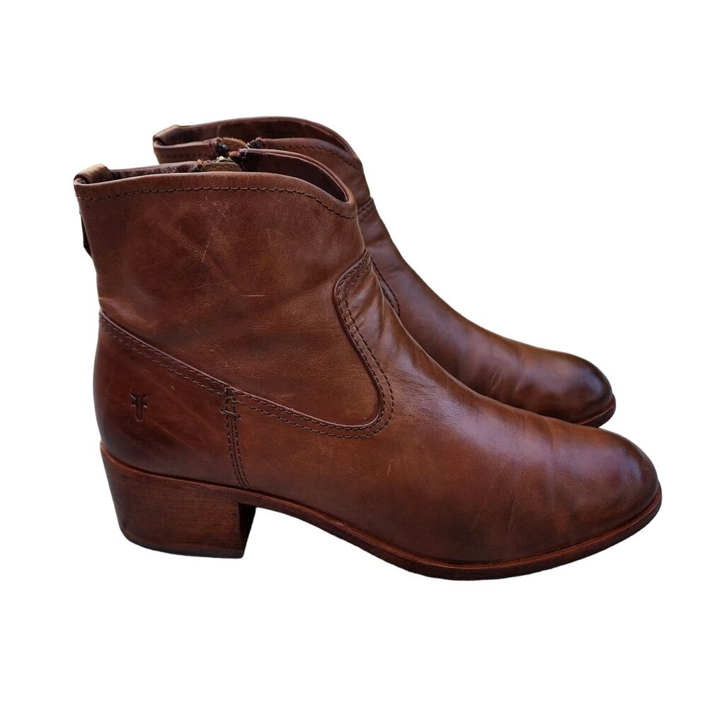 FRYE Soft Aged Leather Western Zip Ankle Boots 9.5 - Picture 2 of 10